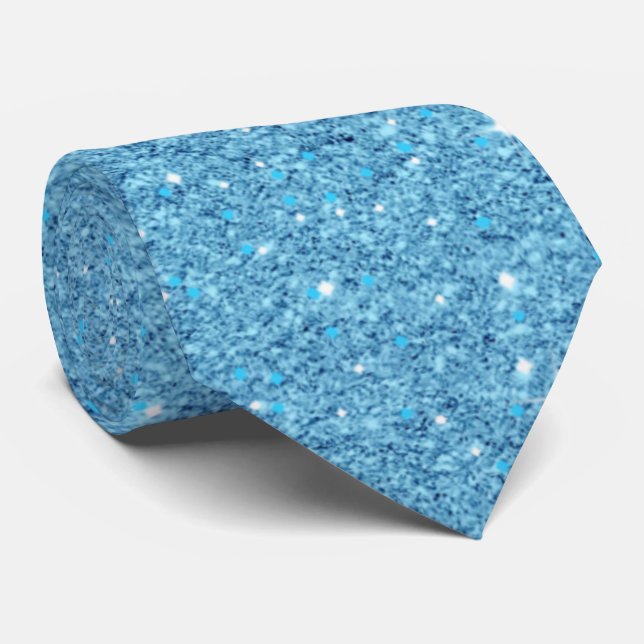 Sparkling Aqua Blue Glitter Neck Tie (Rolled)