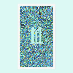 Sparkling Aqua Blue Turquoise with Monogram Napkin