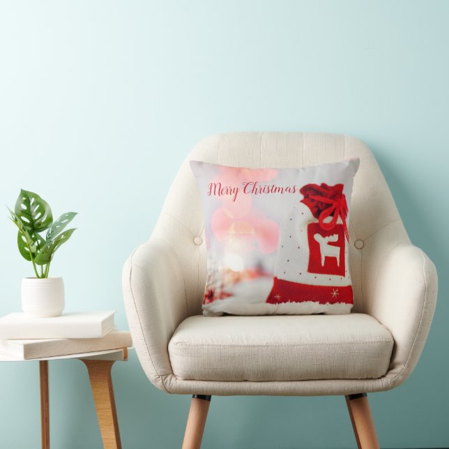 Sparkling Background with a Beautiful Red Bow  Cushion (Chair)
