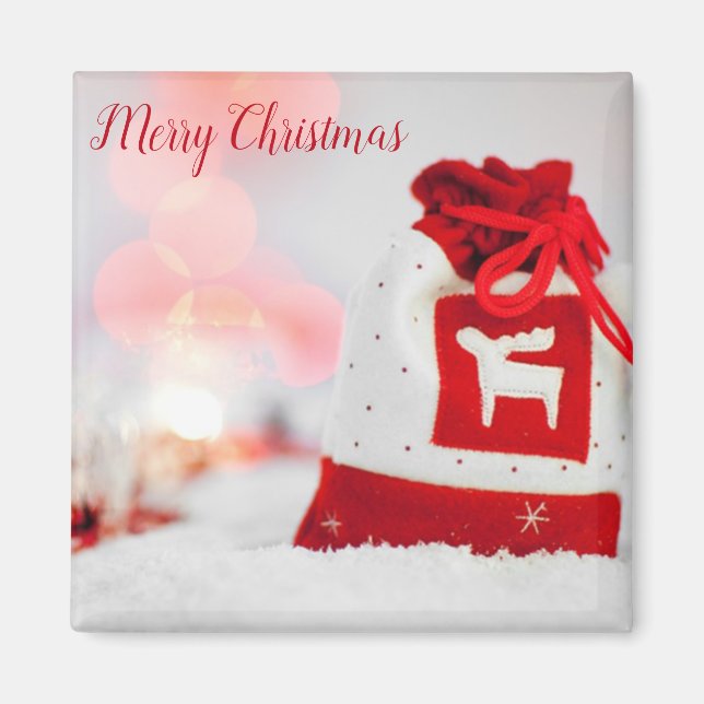 Sparkling Background with a Beautiful Red Bow Magnet (Front)
