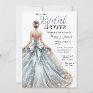 Sparkling Beautiful Wedding Gown Bridal Shower Invitation