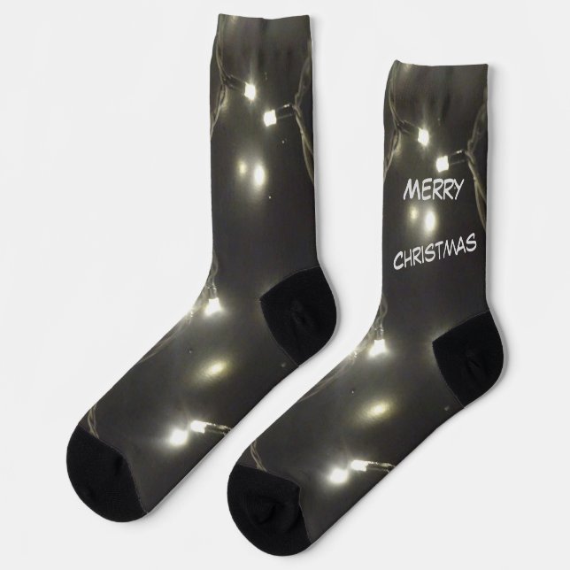 Sparkling BIG Silver Lights Cust. Crew Socks (Left)