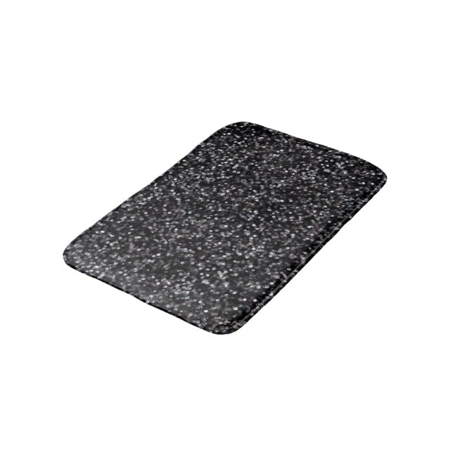 Sparkling Black Glitter Bath Mat (Angled)