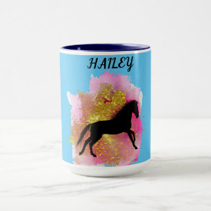 SPARKLING BLACK HORSE PERSONALIZED COMBO MUG