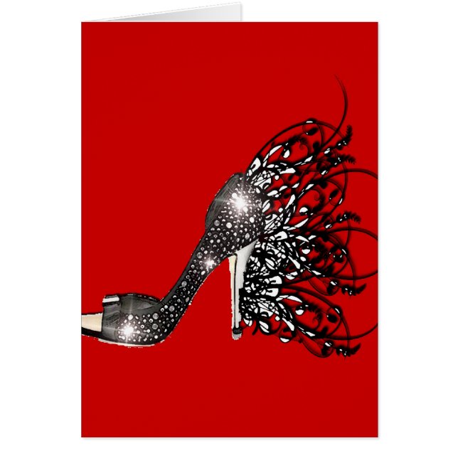 Sparkling Black Stiletto on Red (Front)