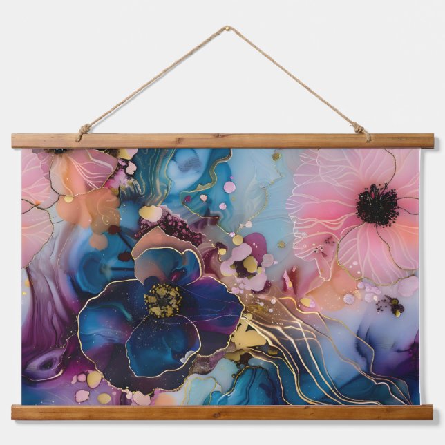 Sparkling Blossom Couture Botanical Hanging Tapestry (Front)