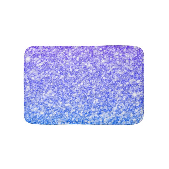 Sparkling Blue And Purple Glitter Bath Mat (Front)