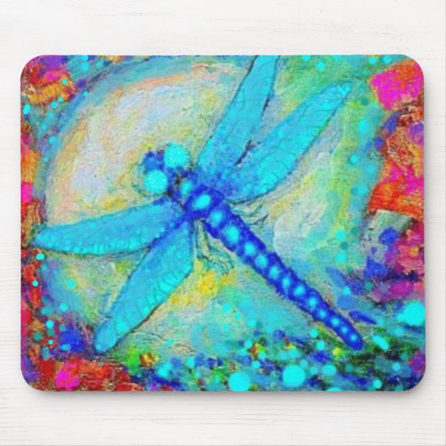 Sparkling Blue Dragonfly by Sharles Mouse Pad (Front)