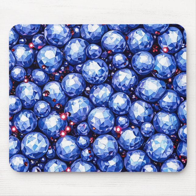 Sparkling blue gemstones pattern mouse pad (Front)