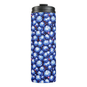 Sparkling blue gemstones pattern thermal tumbler