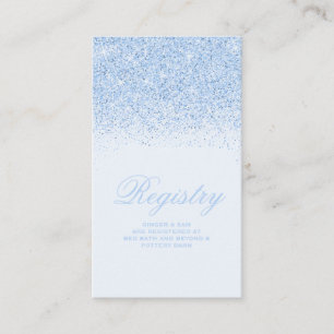 Sparkling Blue Glitter Wedding Registry Card