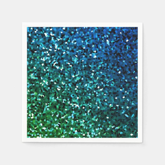 Sparkling Blue Green Glittery Colourful Holiday Napkin (Front)