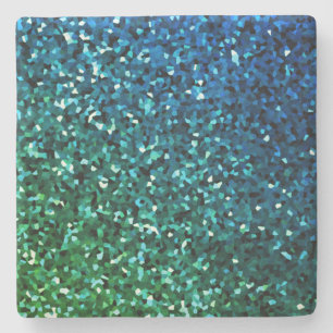 Sparkling Blue Green Glittery Gift Colourful Ombre Stone Coaster