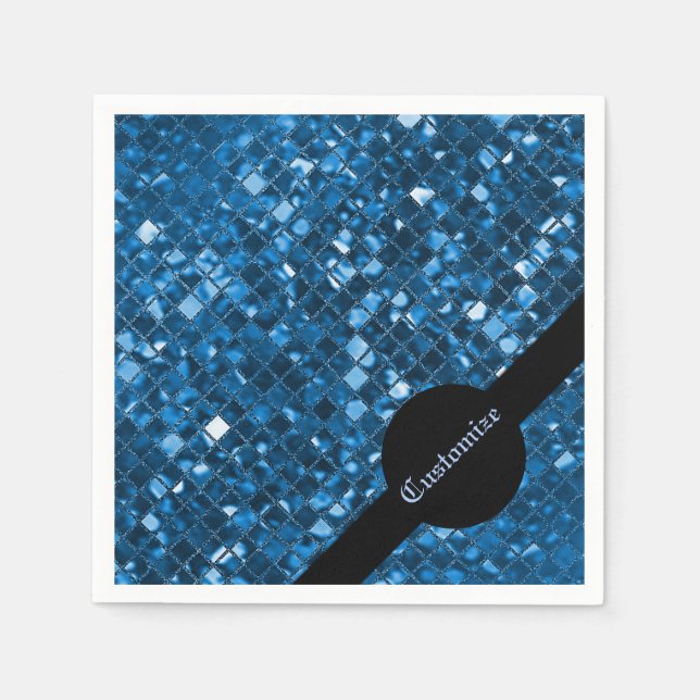 Sparkling Blue Mosaic Pattern Napkins (Front)