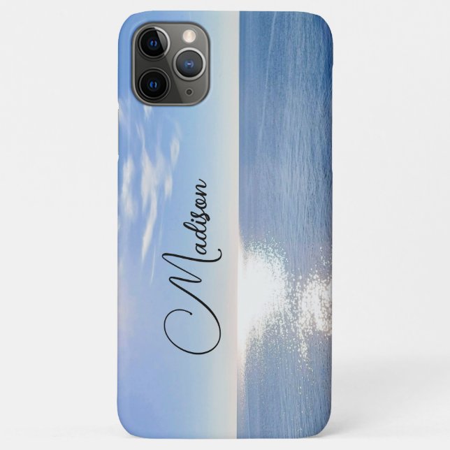 Sparkling Blue Ocean Custom Name Case-Mate iPhone Case (Back)