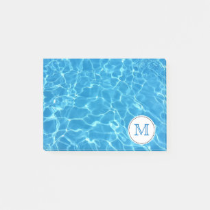 Sparkling Blue Swimming Pool Blue Water Monogram Post-it Notes
