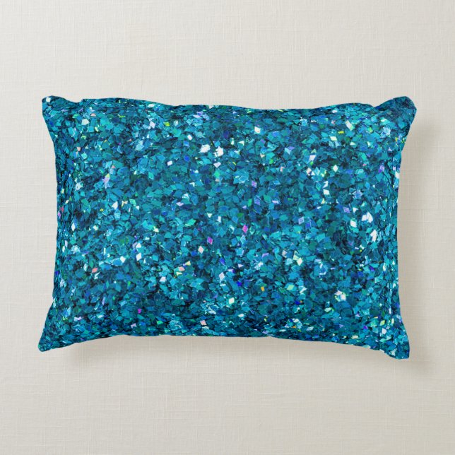 Sparkling Blue-Turquoise Bling Decorative Cushion (Back)