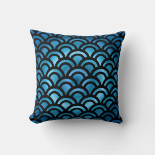Sparkling Blue Waves Throw Pillow