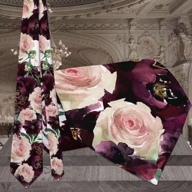 Sparkling Blush Bordeaux Desdemona Roses Wedding Tie (Creator Uploaded)