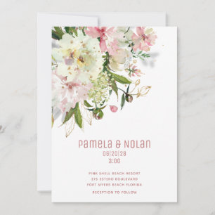 Sparkling Blush & White Wedding Invitation