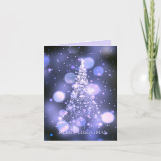 Sparkling Bokeh Merry Christmas Tree Holiday Card
