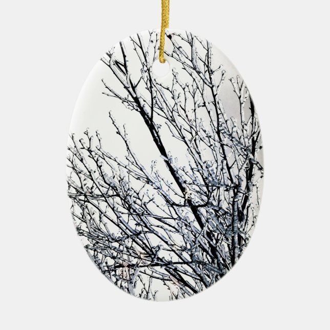 Sparkling Branches Ceramic Ornament (Front)