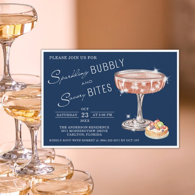 Sparkling Bubbly and Savory Bites Happy Hour Invitation (Creator Uploaded)