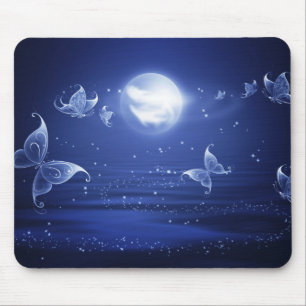 Sparkling Butterflies Luna moths fly by moon light Mouse Pad