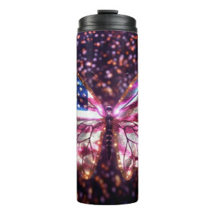Sparkling Butterfly 4th of July Independence Day Thermal Tumbler