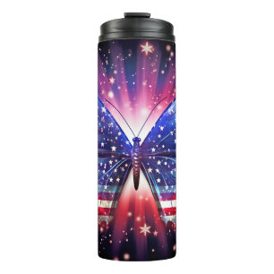 Sparkling Butterfly 4th of July Independence Day Thermal Tumbler