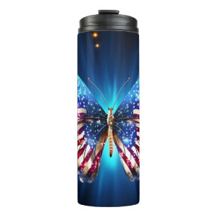Sparkling Butterfly 4th of July Independence Day Thermal Tumbler