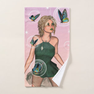 Sparkling Butterfly Fairy Fantasy Art Hand Towel