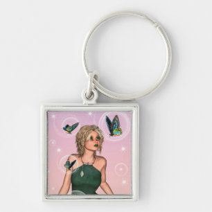 Sparkling Butterfly Fairy Fantasy Art Key Ring