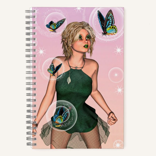 Sparkling Butterfly Fairy Fantasy Art Notebook (Front)