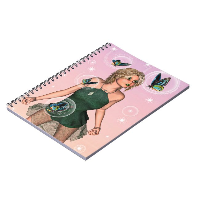 Sparkling Butterfly Fairy Fantasy Art Notebook (Left Side)