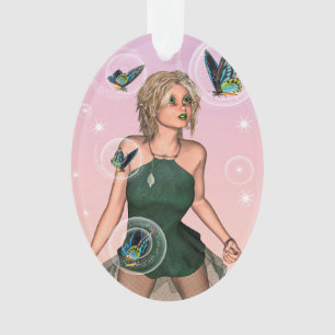 Sparkling Butterfly Fairy Fantasy Art Ornament