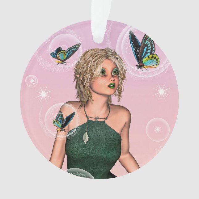 Sparkling Butterfly Fairy Fantasy Art Ornament (Front)