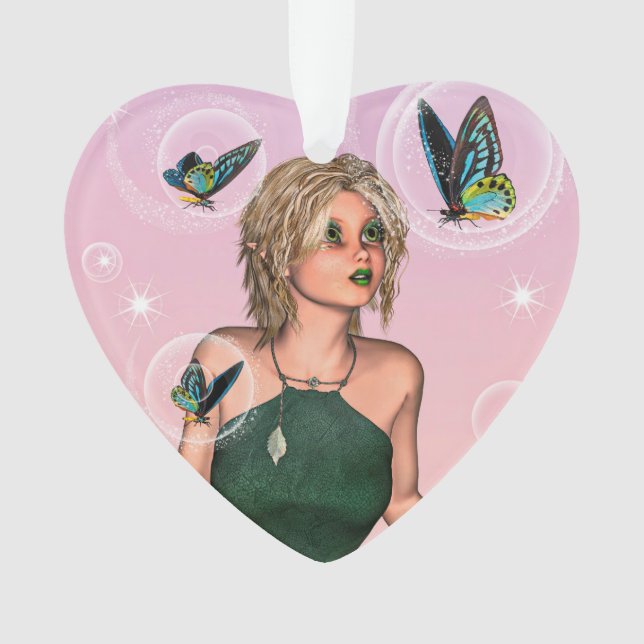 Sparkling Butterfly Fairy Fantasy Art Ornament (Front)
