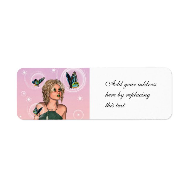 Sparkling Butterfly Fairy Fantasy Art Return Address Label (Front)
