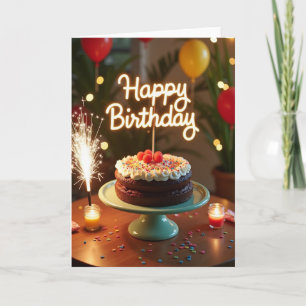 Sparkling Cake Birthday Card
