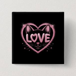 Sparkling Cat Love 15 Cm Square Badge