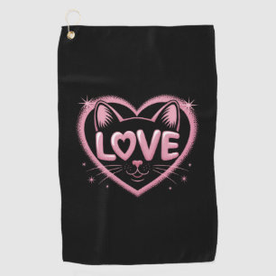 Sparkling Cat Love Golf Towel