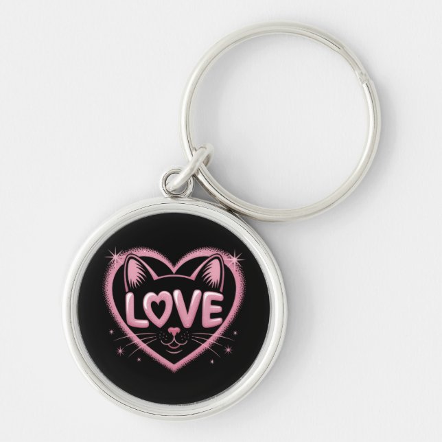 Sparkling Cat Love Key Ring (Front)