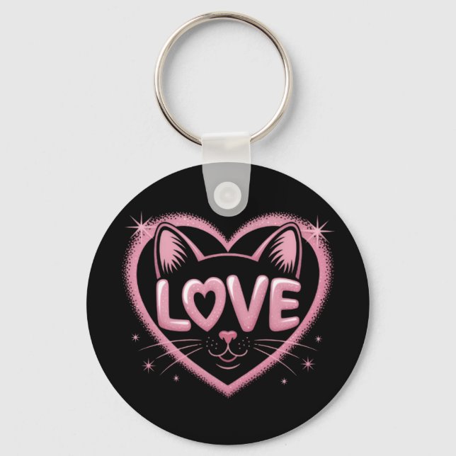 Sparkling Cat Love Key Ring (Front)