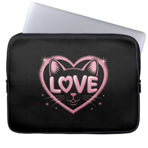 Sparkling Cat Love Laptop Sleeve