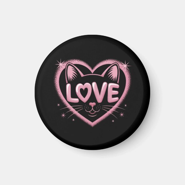 Sparkling Cat Love Magnet (Front)