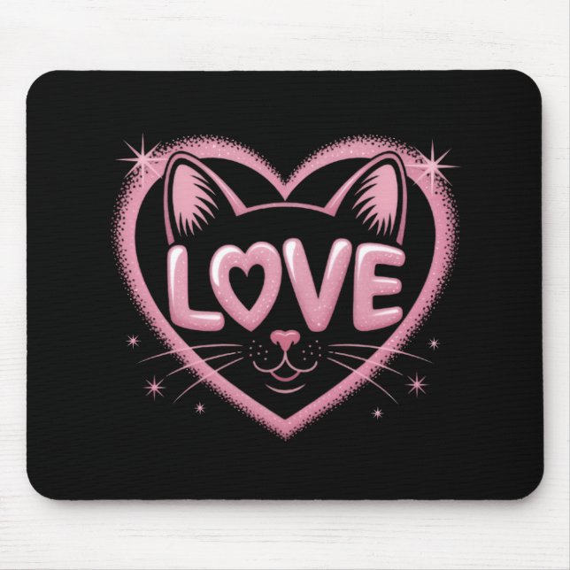 Sparkling Cat Love Mouse Pad (Front)
