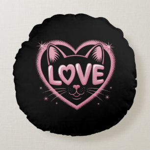 Sparkling Cat Love Round Cushion