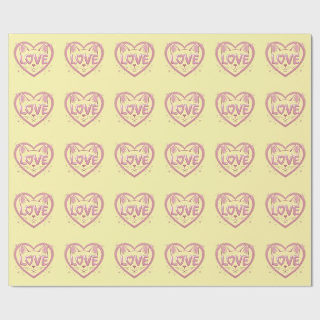Sparkling Cat Love Wrapping Paper (Flat)