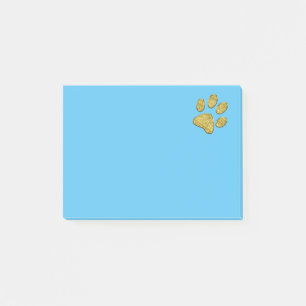 sparkling cat paw pring - gold post-it notes